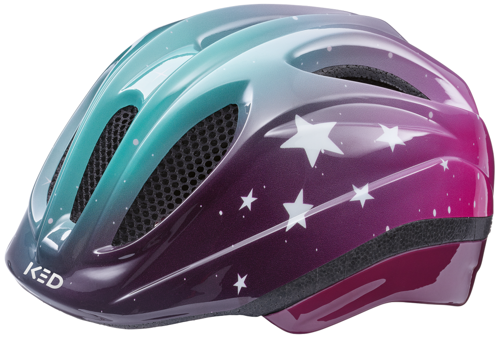 Fietshelm KED Meggy II Trend S (46-51 cm) - sterren roze aqua glanzend
