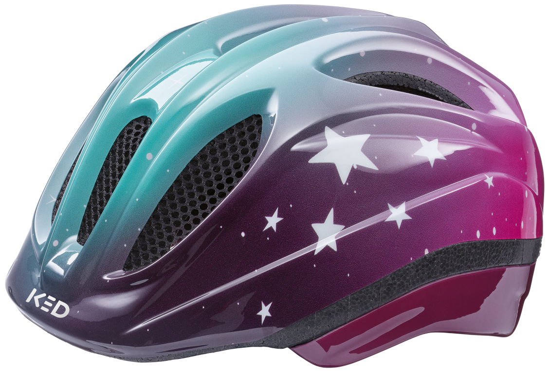 Fietshelm KED Meggy II Trend S (46-51 cm) - sterren roze aqua glanzend