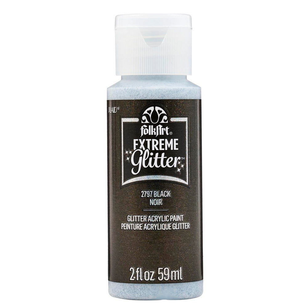 Folkart • extreme glitter acrylic paint black 59ml