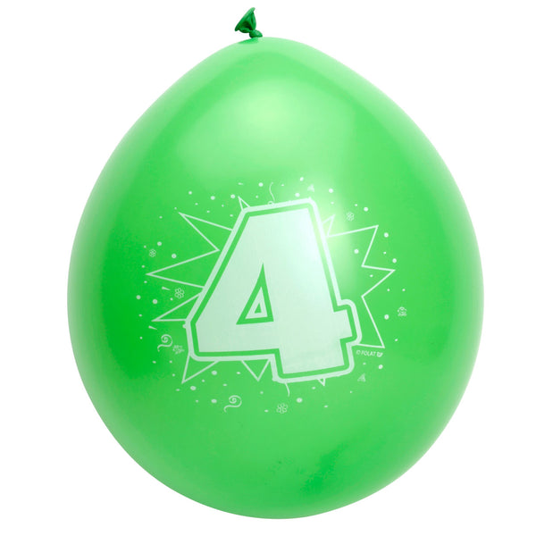 Folat BV number balloons 4 years, 8 pcs.