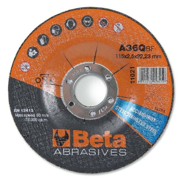 Disques à tronçonner Beta Tools ø125 mm pour acier inoxydable avec centre décalé (10 pièces)