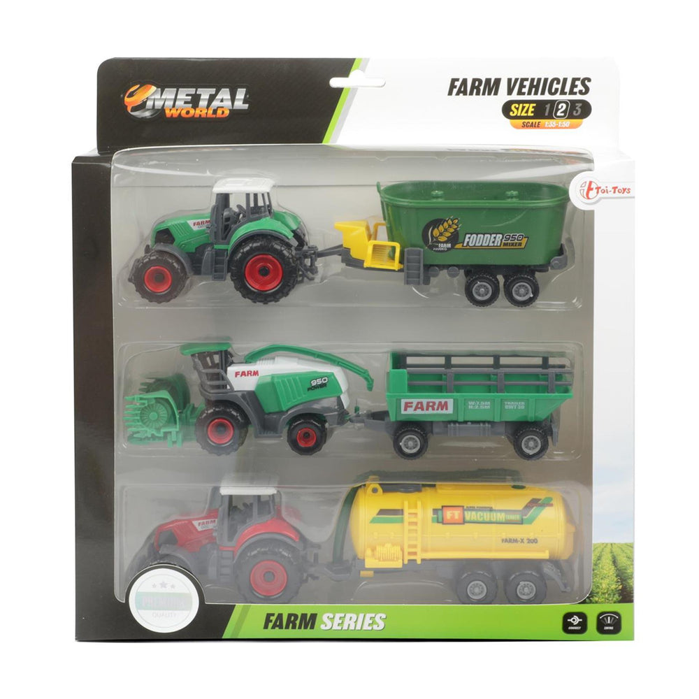Metalen Tractor met Aanhanger, 6dlg.