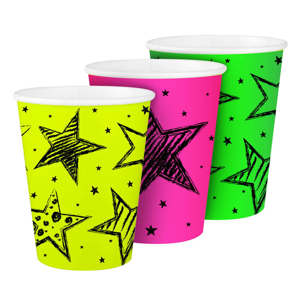Folat bv neon party bekers, 6st.