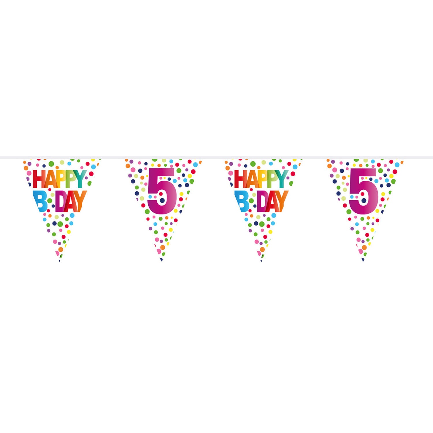 Folat bv vlaggenlijn confetti 5 jaar, 10mtr.