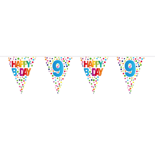 Folat B.V. 9th Birthday Confetti Flag Banner, 10m.