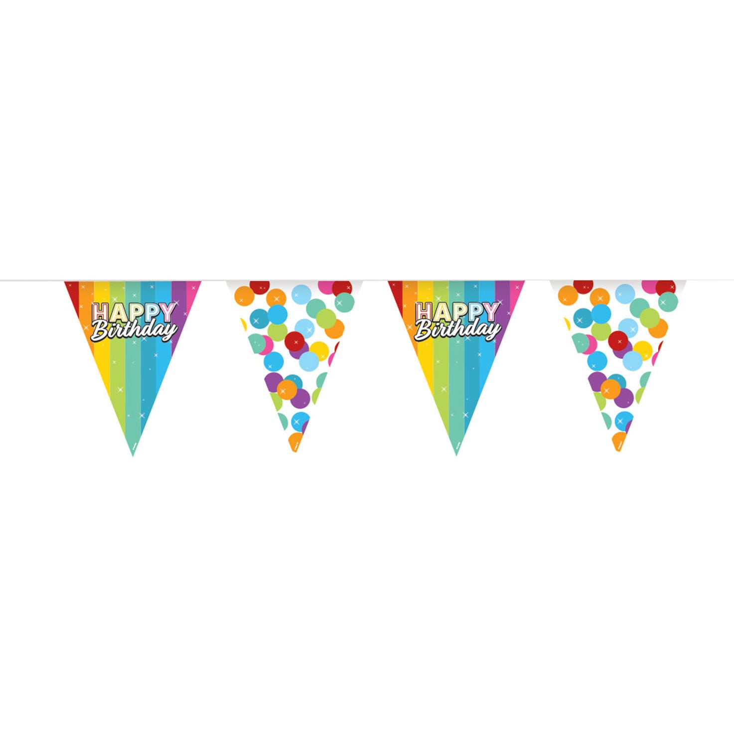 Folat bv vlaggenlijn regenboog happy birthday, 6mtr.