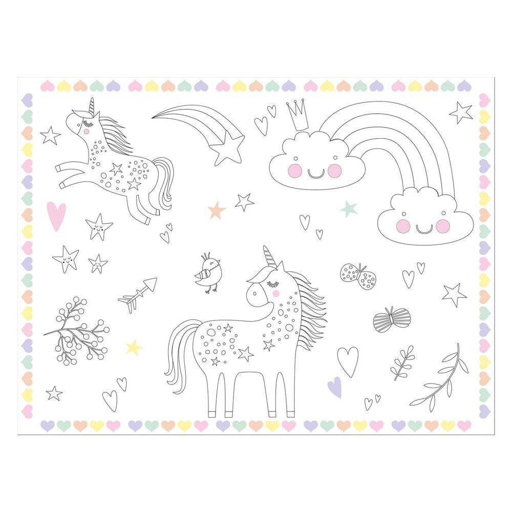 Folat bv inkleurbare placemats unicorns rainbows, 6st.