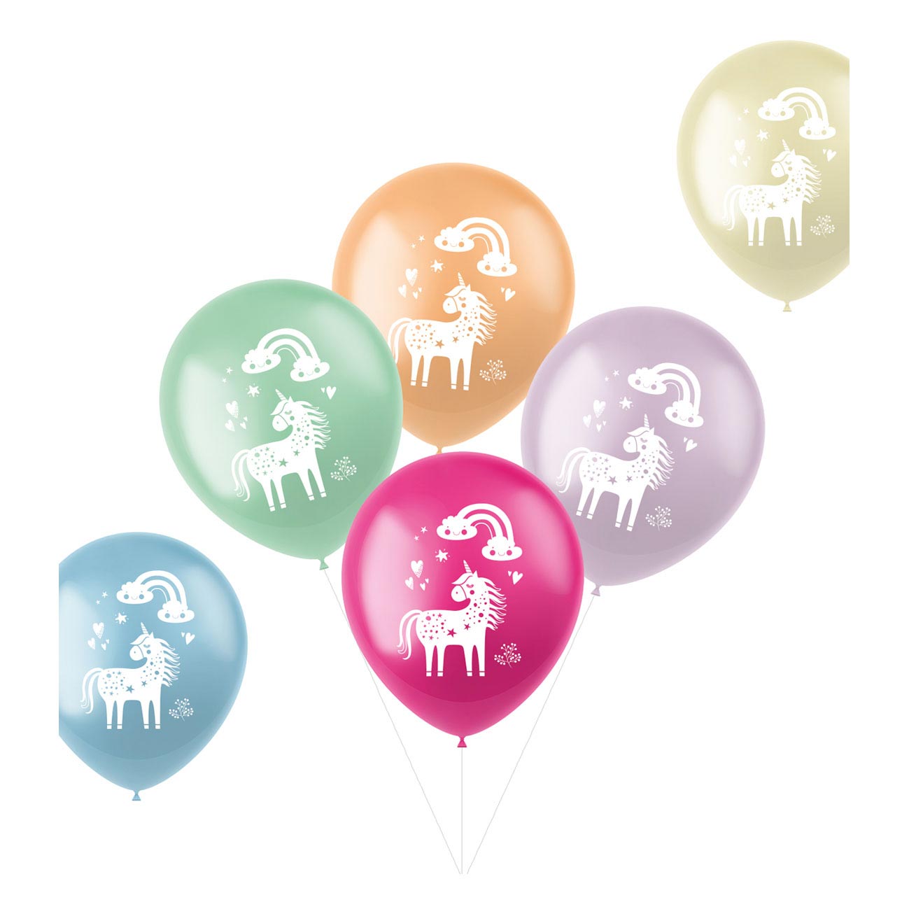 Latex Ballonnen Eenhoorns Regenbogen, 6st.