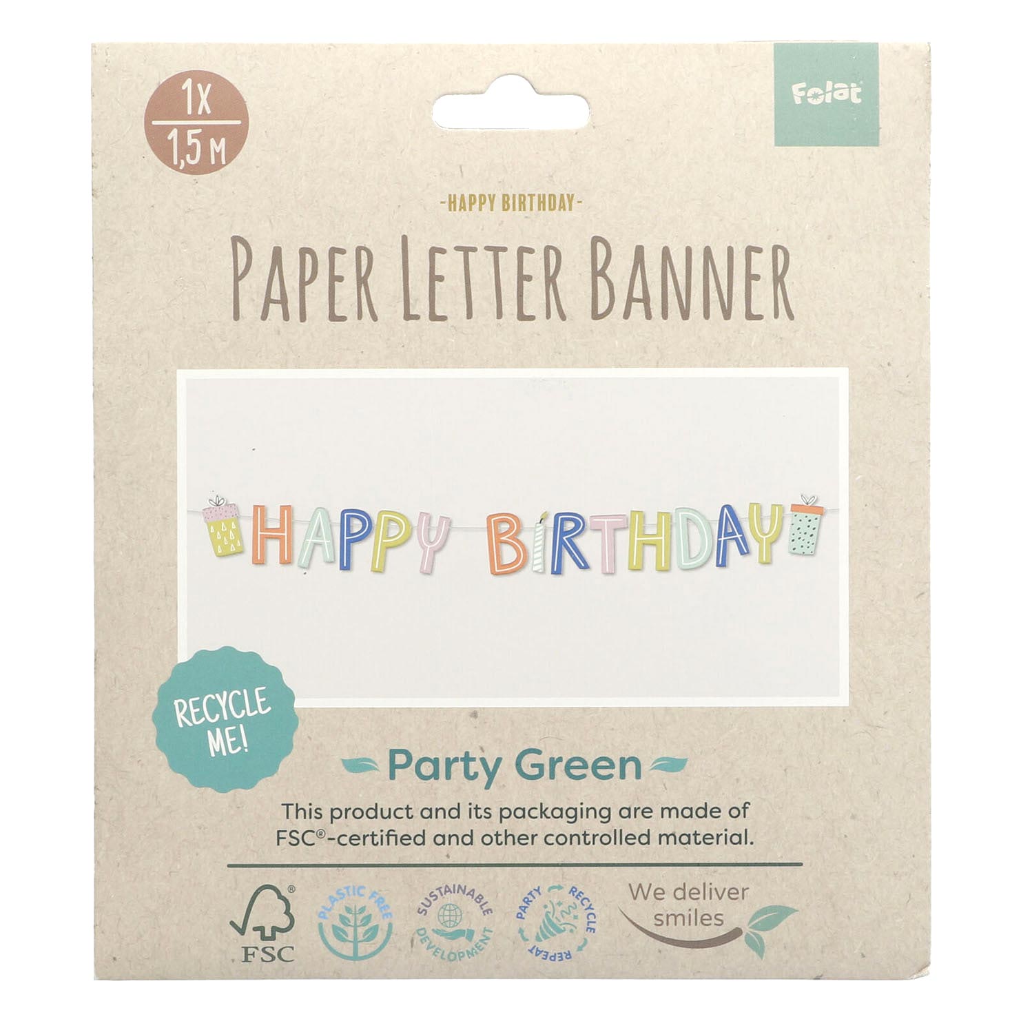 Folat bv letterslinger eco party 1,5 meter