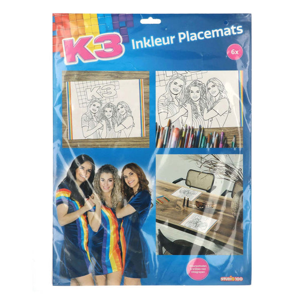 Folat B.V. K3 Placemat Colouring Pages, 6 pcs.