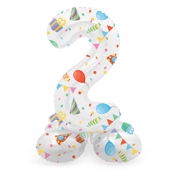 Folat bv staande folieballon joyful party cijfer 2 -72cm