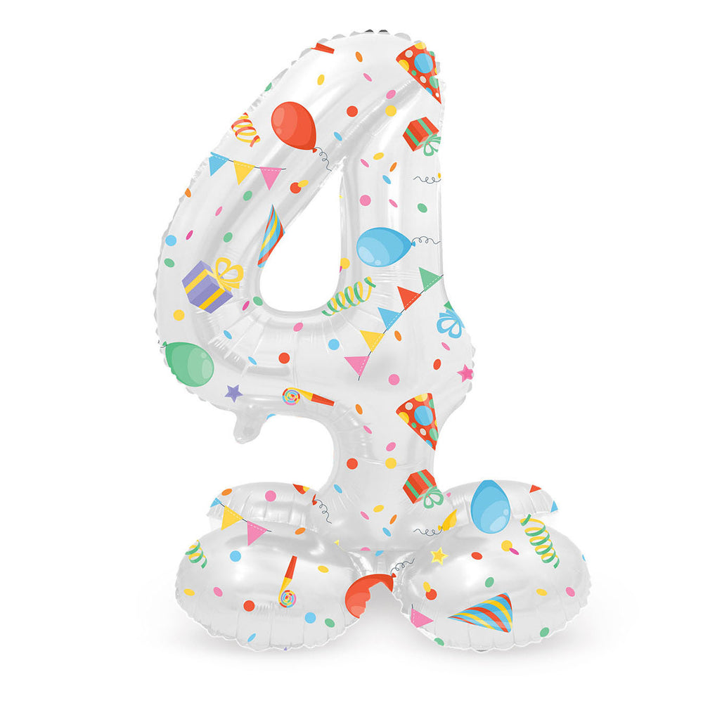 Folat bv staande folieballon joyful party cijfer 4 -72cm
