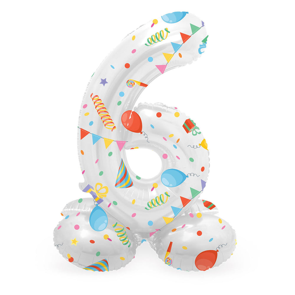 Folat bv staande folieballon joyful party cijfer 6 -72cm
