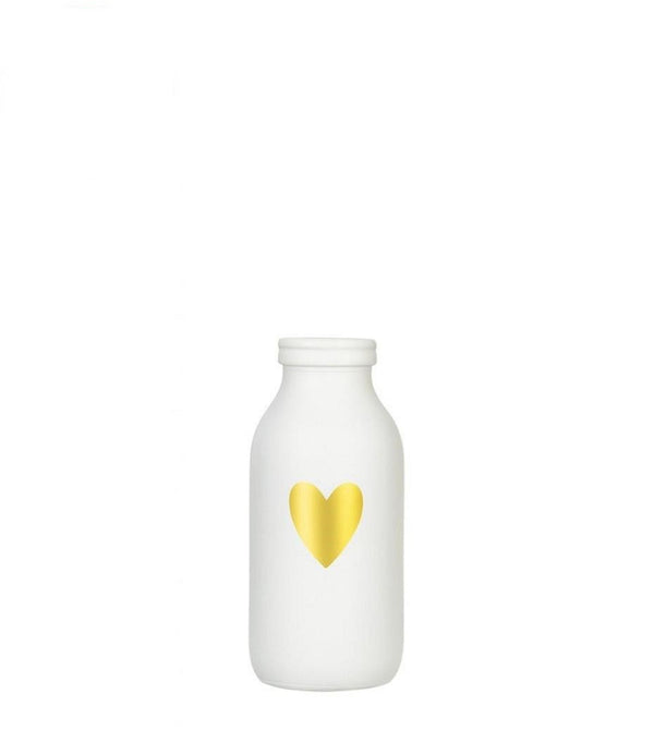 Ideas 4 seasons fles vaas glas wit met gouden hart ø4.8xh10,4cm