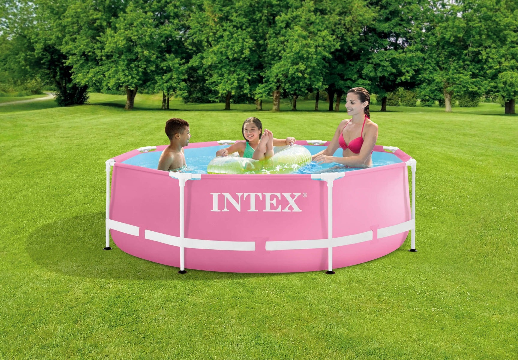 Intex roze metalen frame zwembad 244 x 76 cm