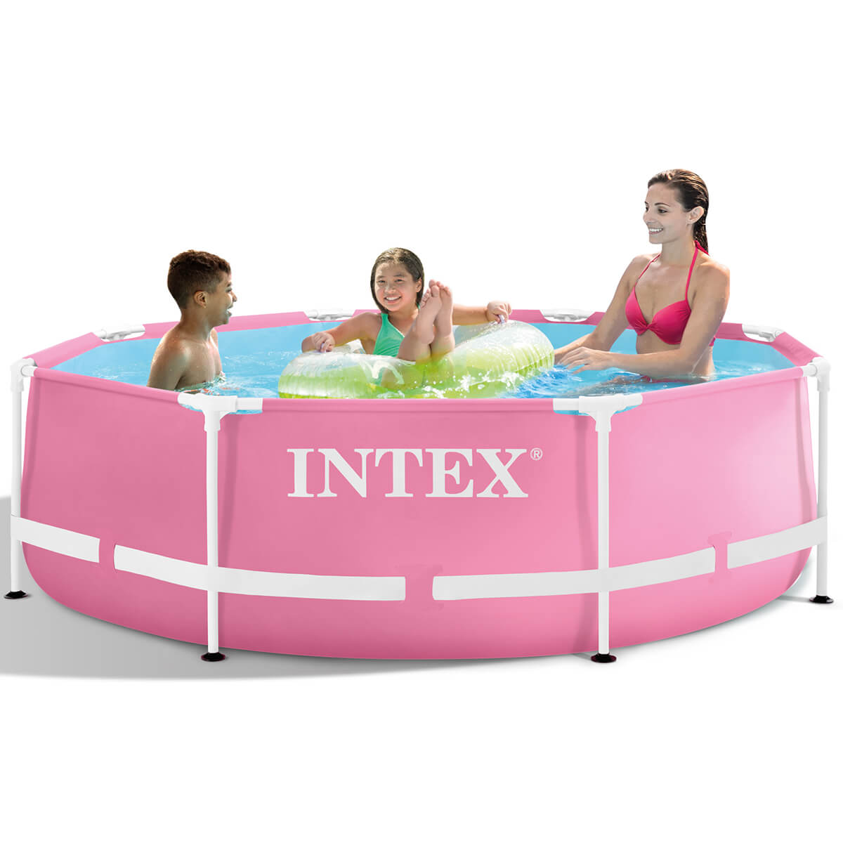 Intex Roze Metalen Frame zwembad 244 x 76 cm met filterpomp