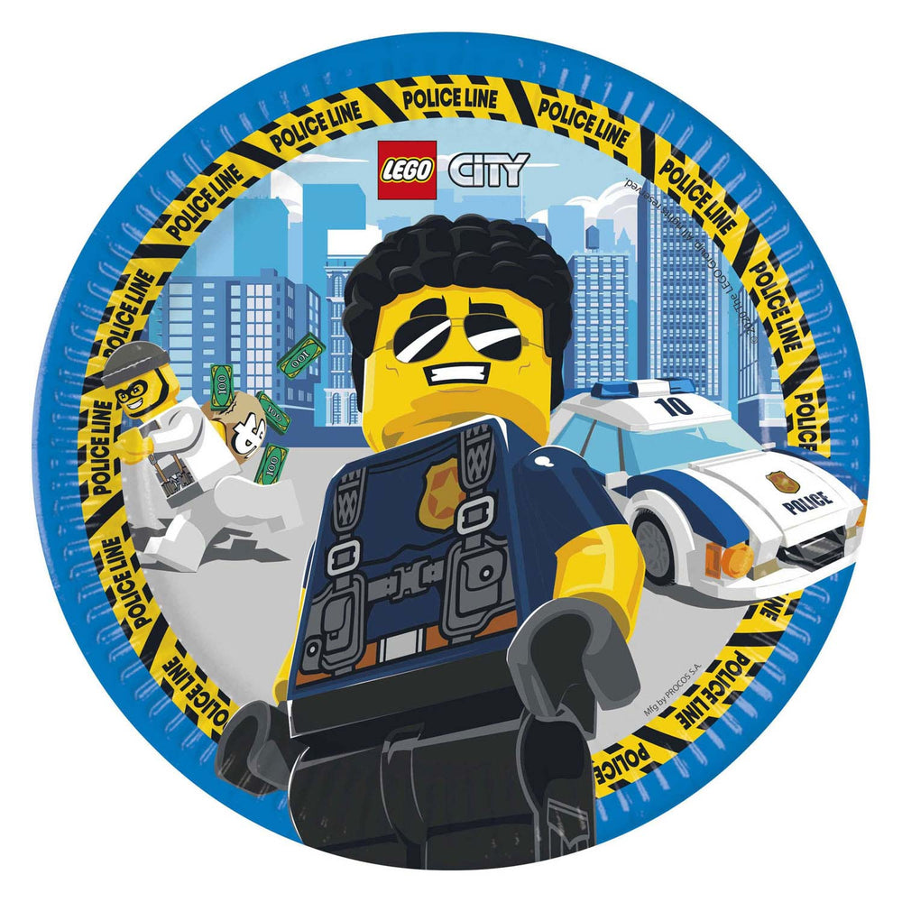 Globos papieren bordjes fsc lego city, 8st.
