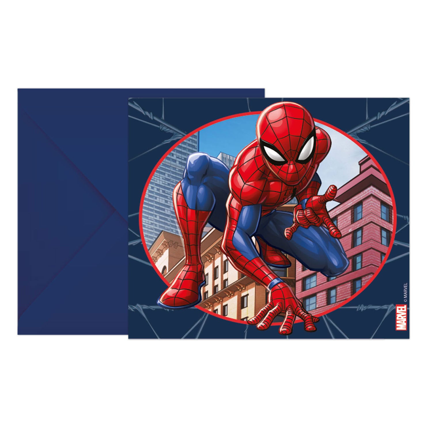 Uitnodigingen en enveloppen FSC Spider-Man Crime Fighter, 6st.