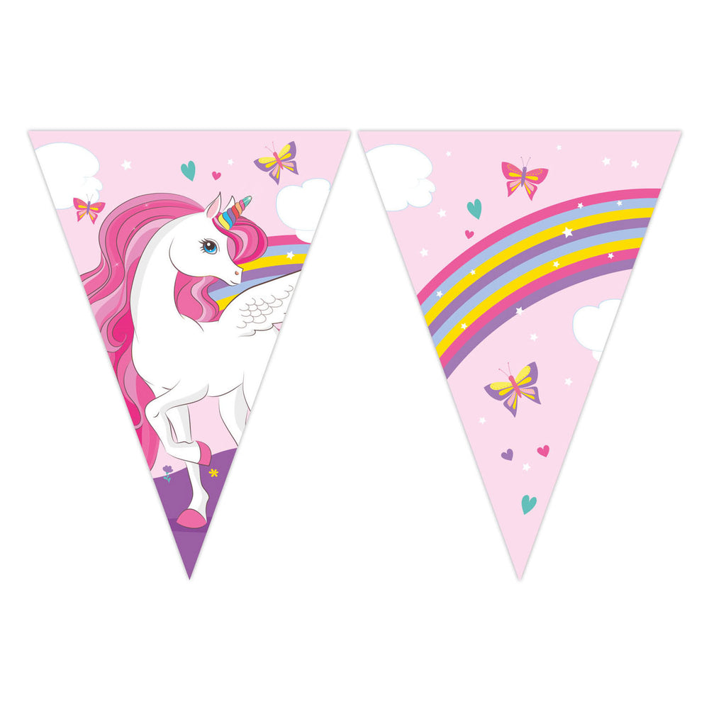Papieren Vlaggenlijn FSC Eenhoorn Regenboogkleuren, 3mtr.