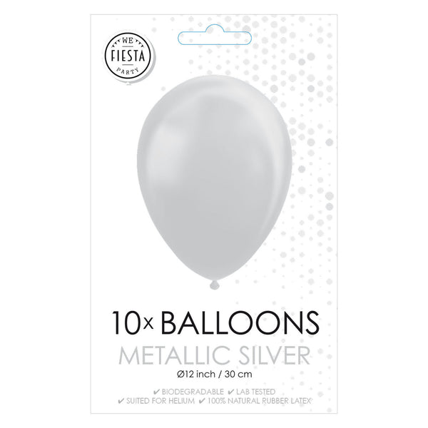 Globos ballonnen metallic zilver 30cm, 10st.