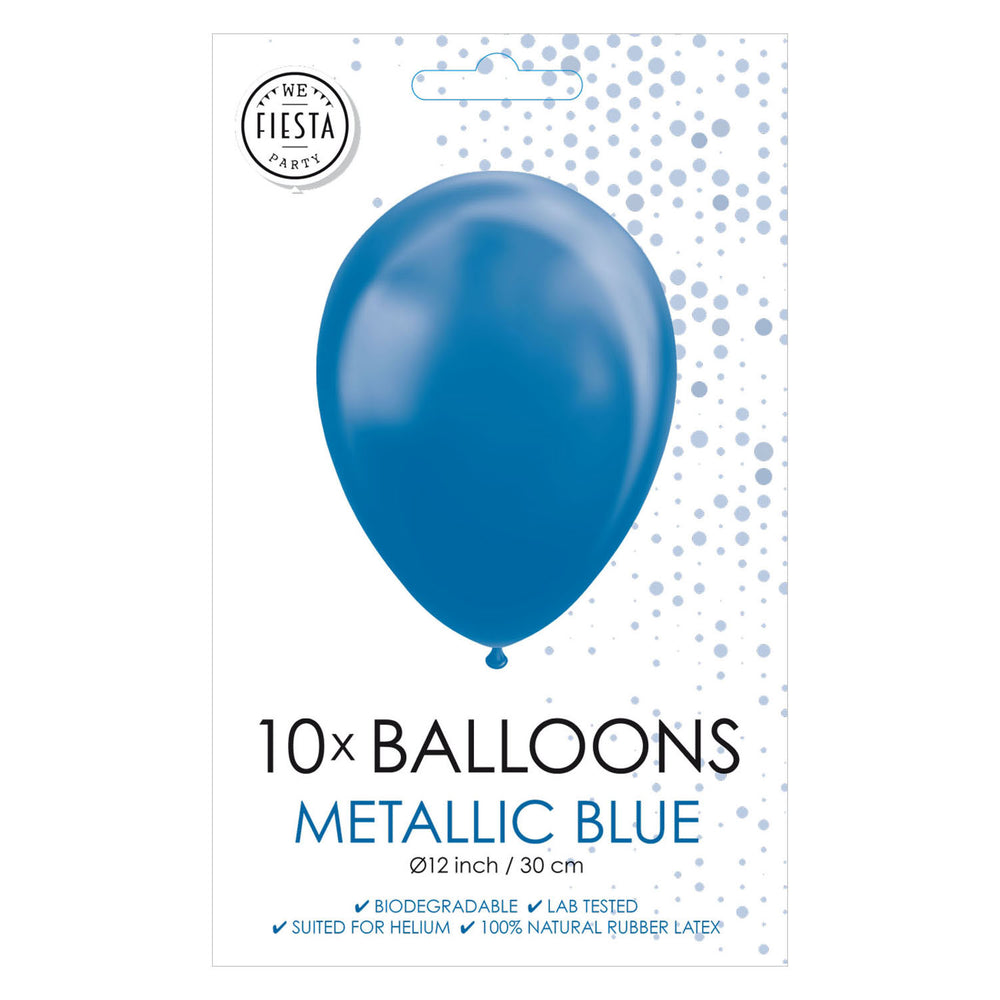 Globos ballonnen metallic blauw 30cm, 10st.
