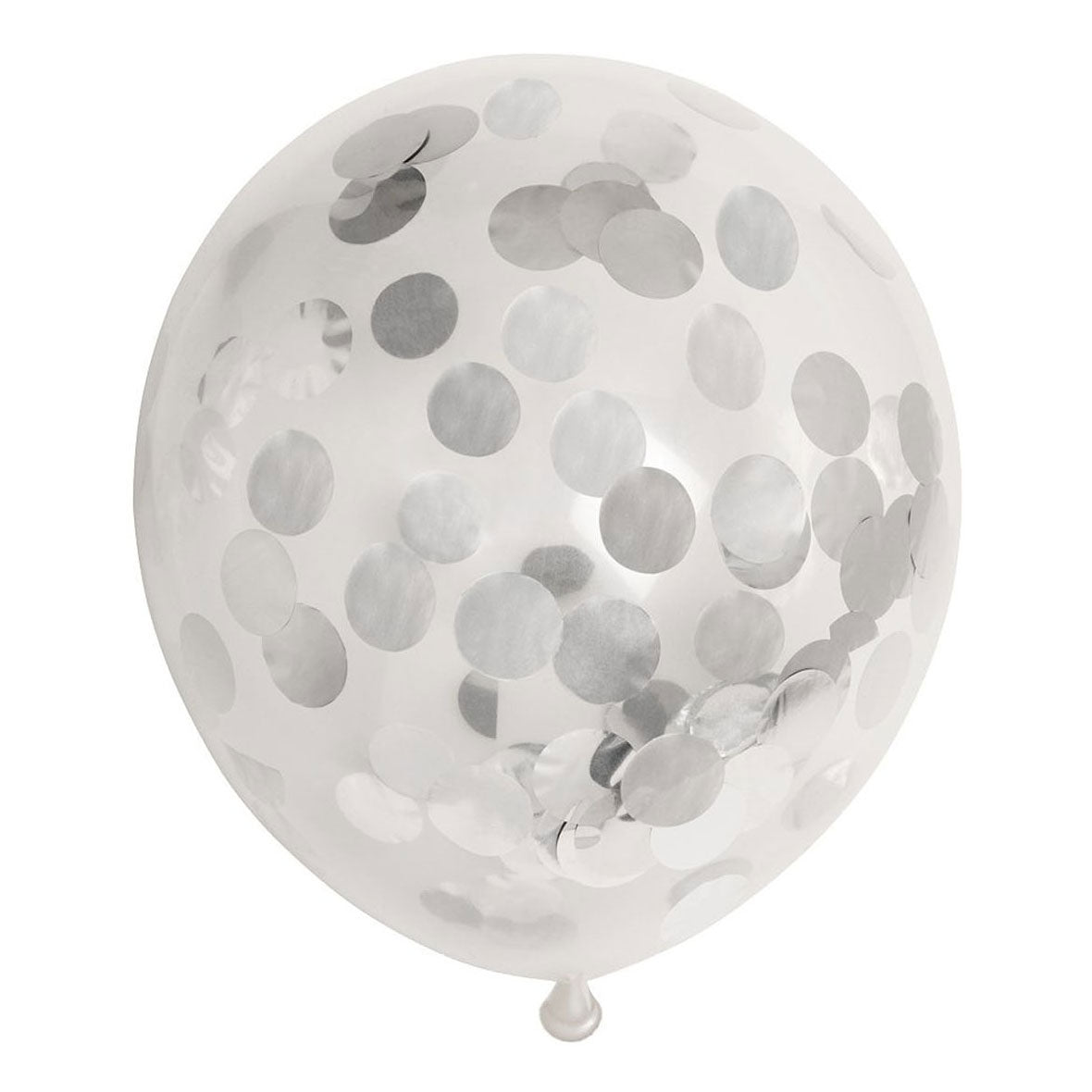 Confetti Ballonnen Papieren Confetti Metallic Zilver 30cm, 6st.