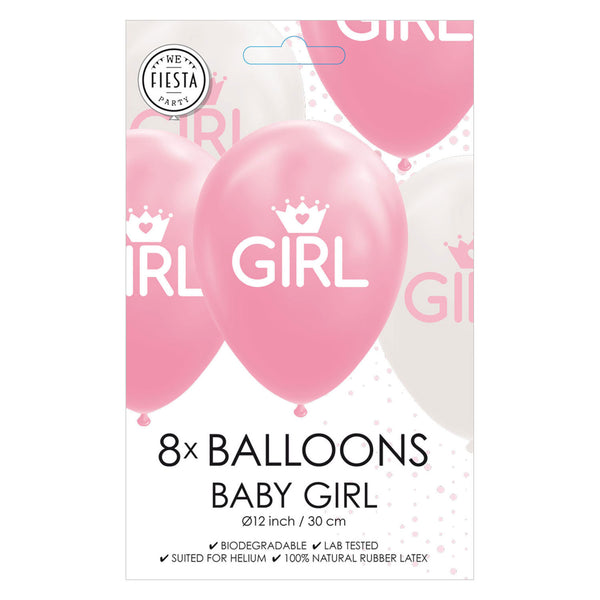 Globos balloons daughter baby pink white 30cm, 8pcs.