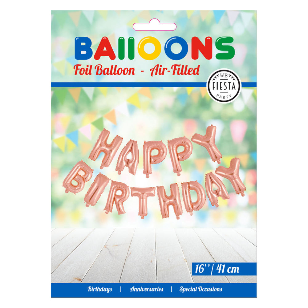 Globos folieballon tekst happy birthday rose goud