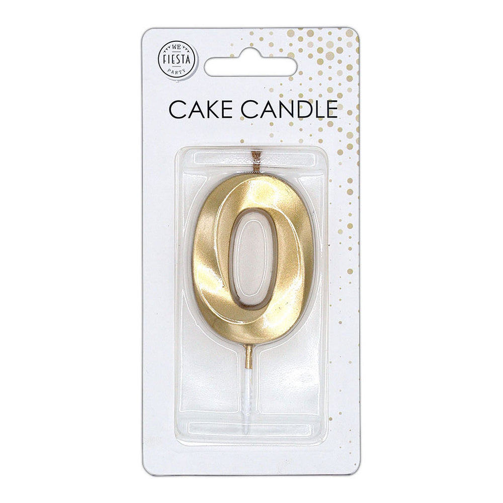 Globos taartkaars 6cm metallic goud no. 0