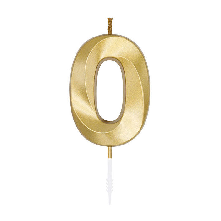 Globos taartkaars 6cm metallic goud no. 0