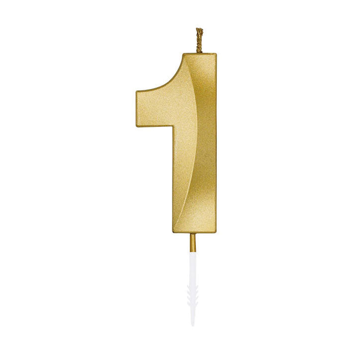 Globos taartkaars 6cm metallic goud no. 1