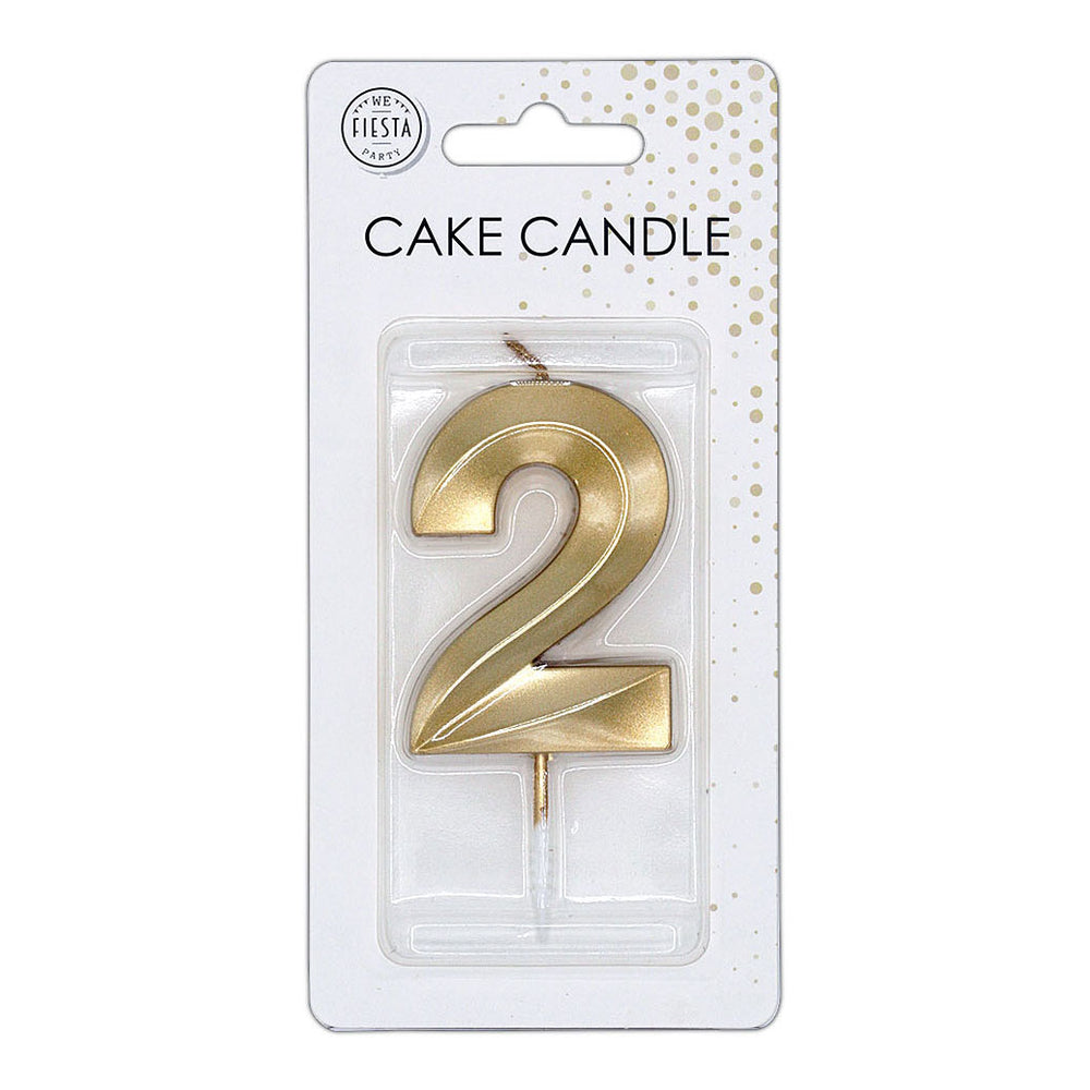 Globos taartkaars 6cm metallic goud no. 2