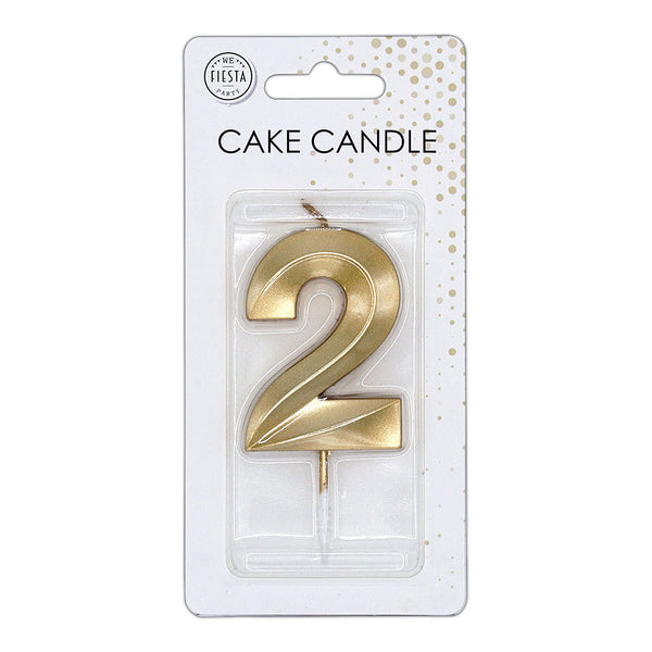 Globos taartkaars 6cm metallic goud no. 2