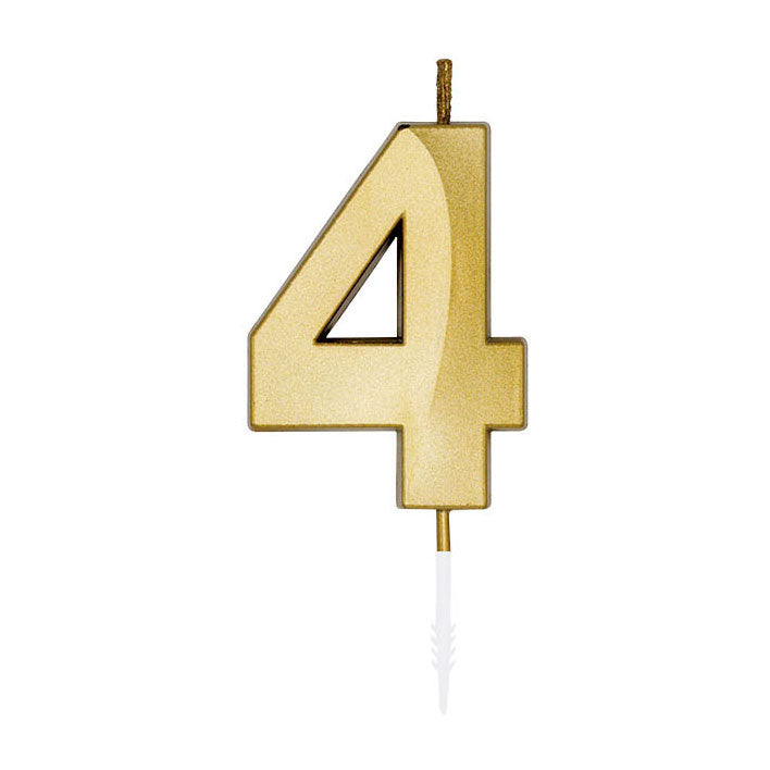Globos taartkaars 6cm metallic goud no. 4