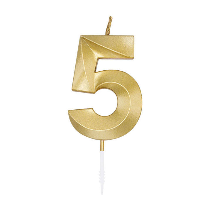 Globos taartkaars 6cm metallic goud no. 5
