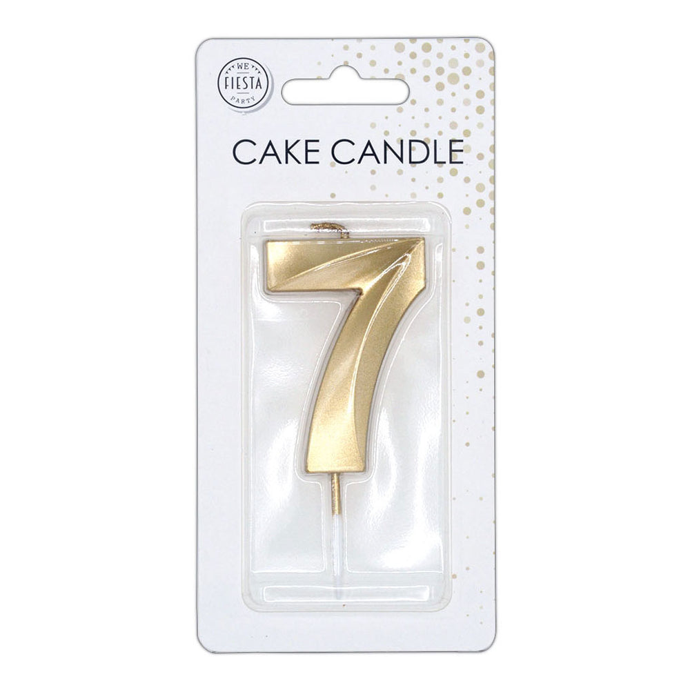 Globos taartkaars 6cm metallic goud no. 7