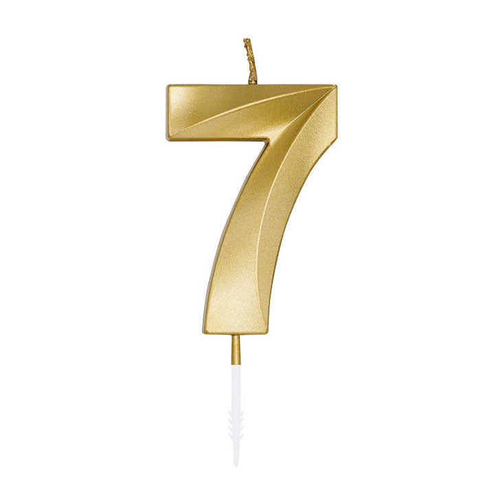 Globos taartkaars 6cm metallic goud no. 7