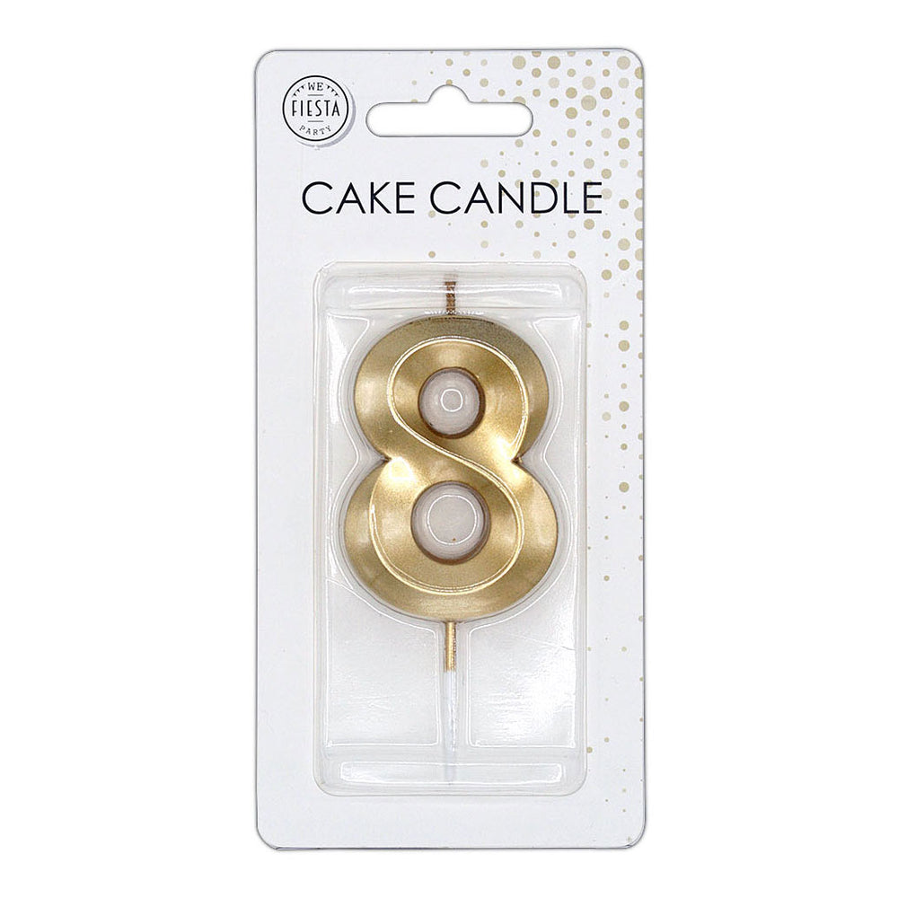 Globos taartkaars 6cm metallic goud no. 8
