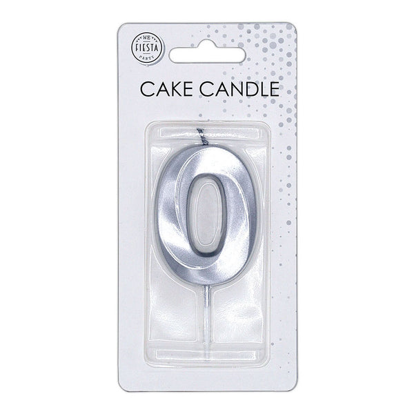 Globos taartkaars 6cm metallic zilver no.0