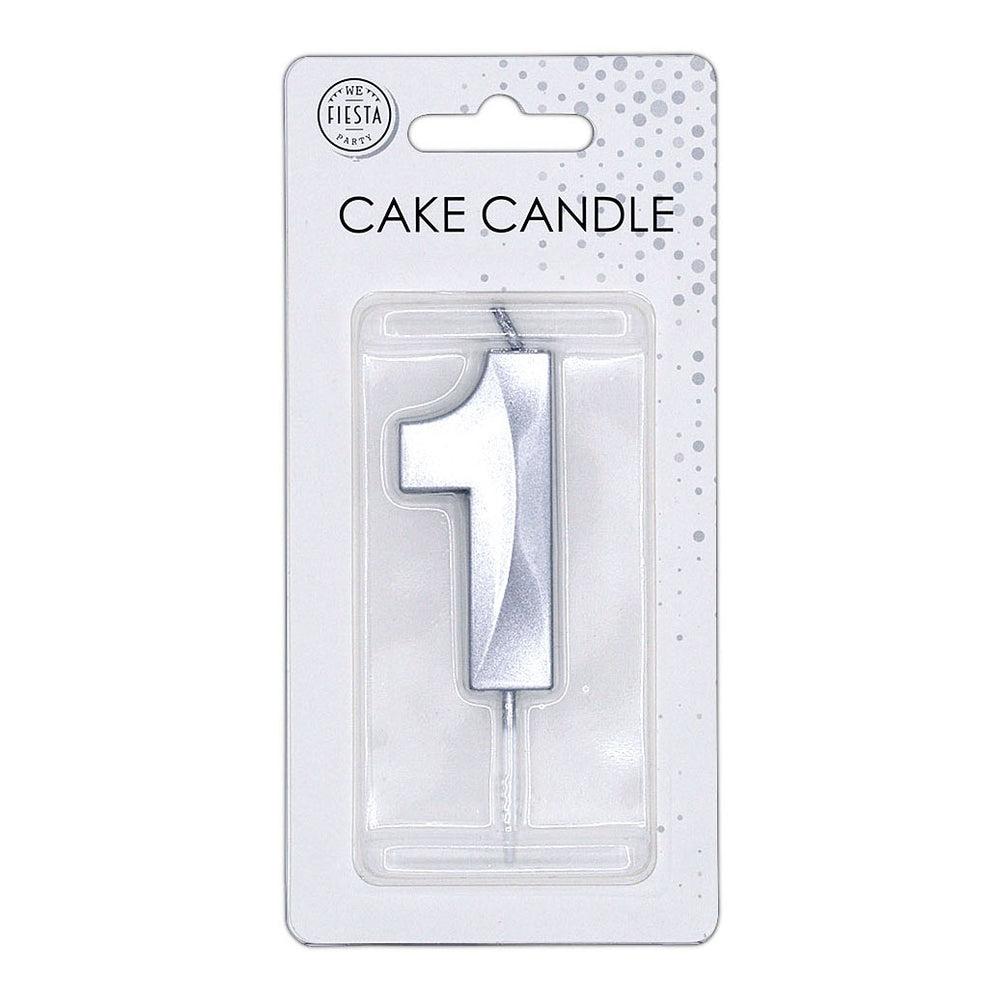 Globos taartkaars 6cm metallic zilver no.1