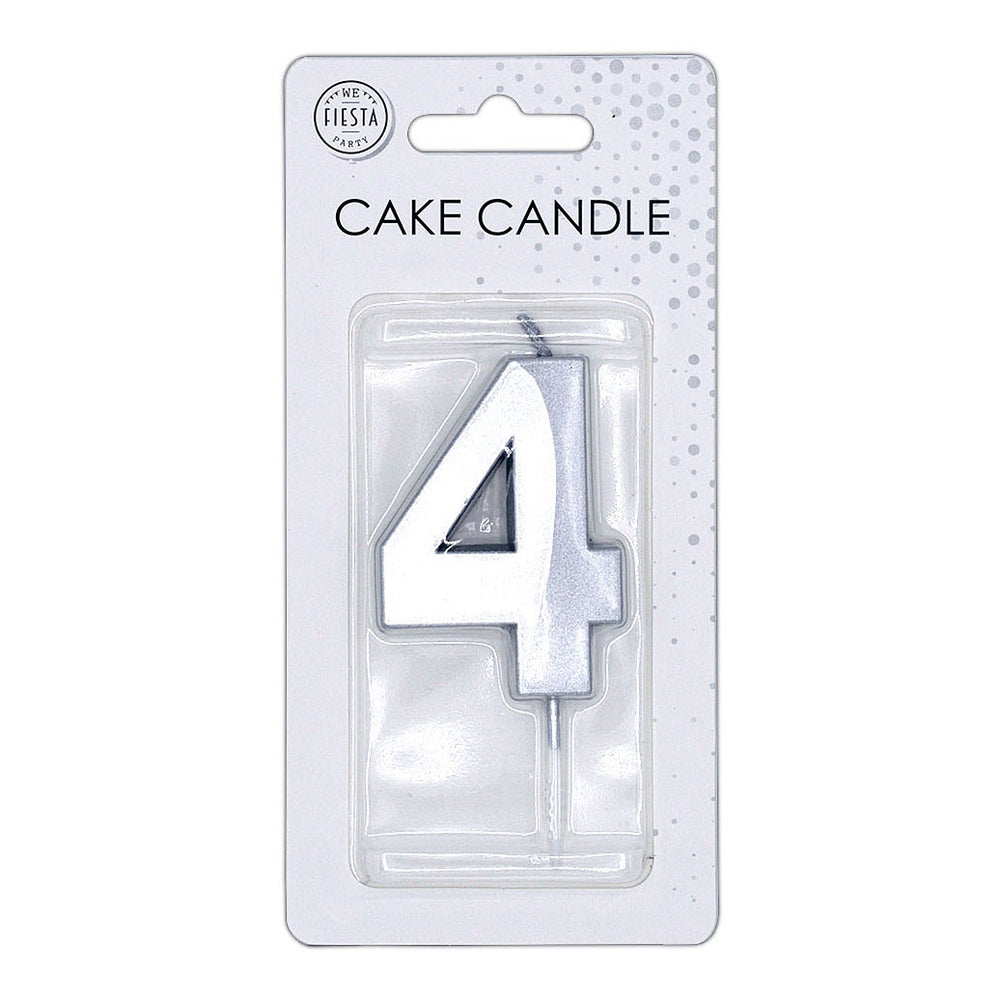Globos taartkaars 6cm metallic zilver no.4