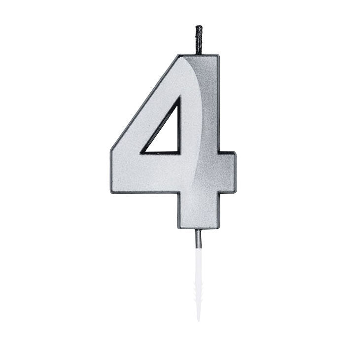 Globos taartkaars 6cm metallic zilver no.4