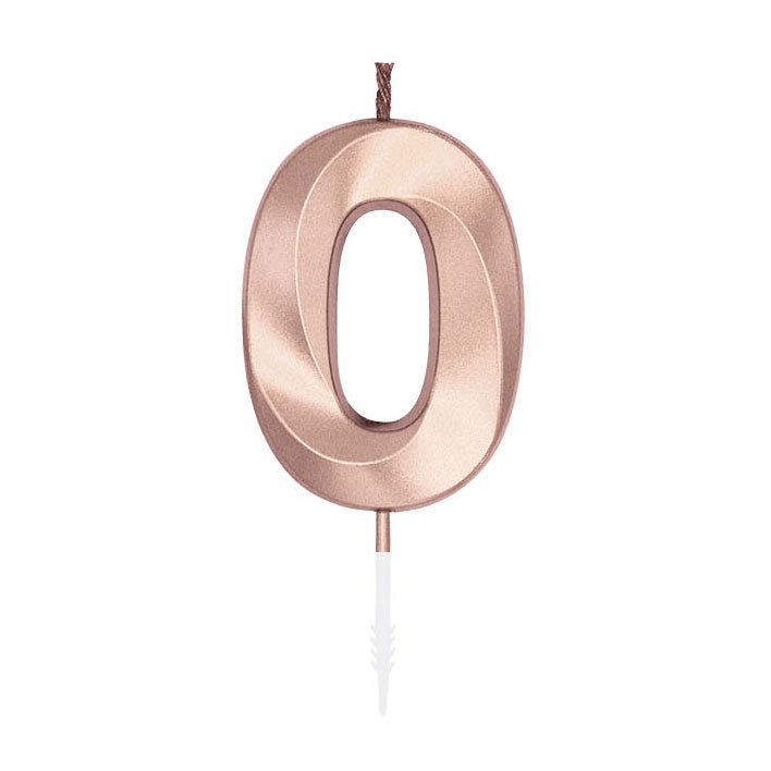 Globos taartkaars 6cm metallic rose goud no. 0