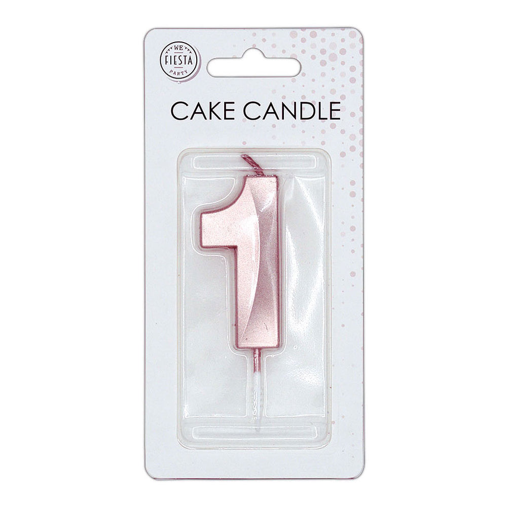 Globos taartkaars 6cm metallic rose goud no. 1