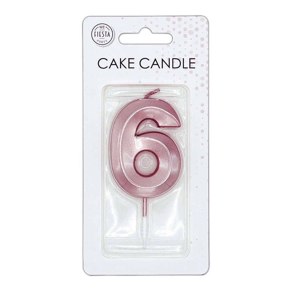 Globos taartkaars 6cm metallic rose goud no. 6