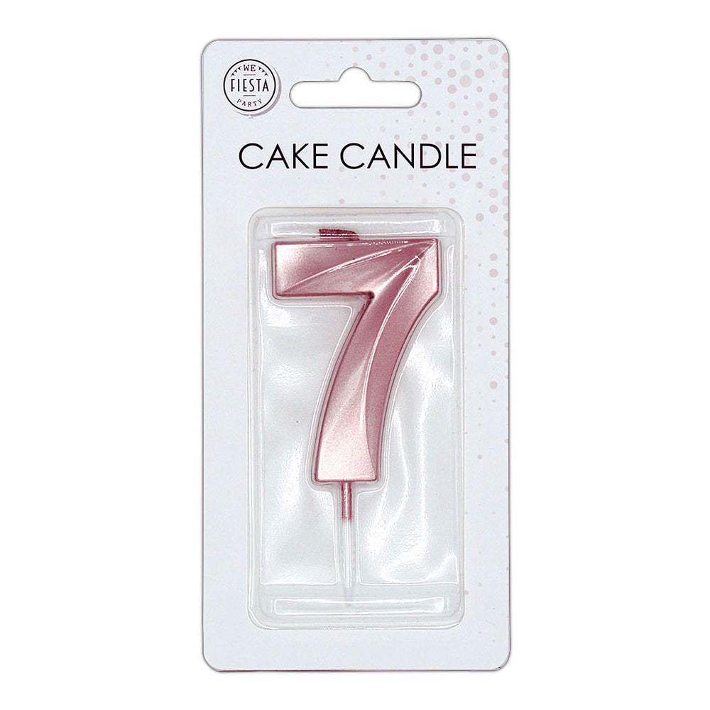 Globos taartkaars 6cm metallic rose goud no. 7