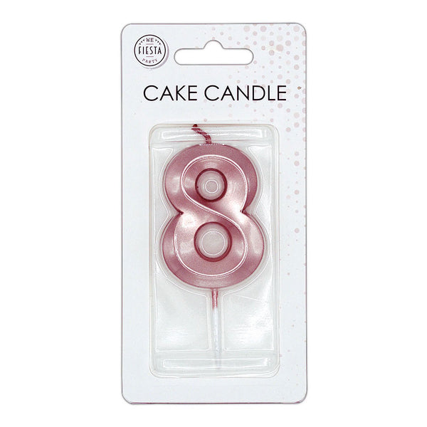 Globos taartkaars 6cm metallic rose goud no. 8