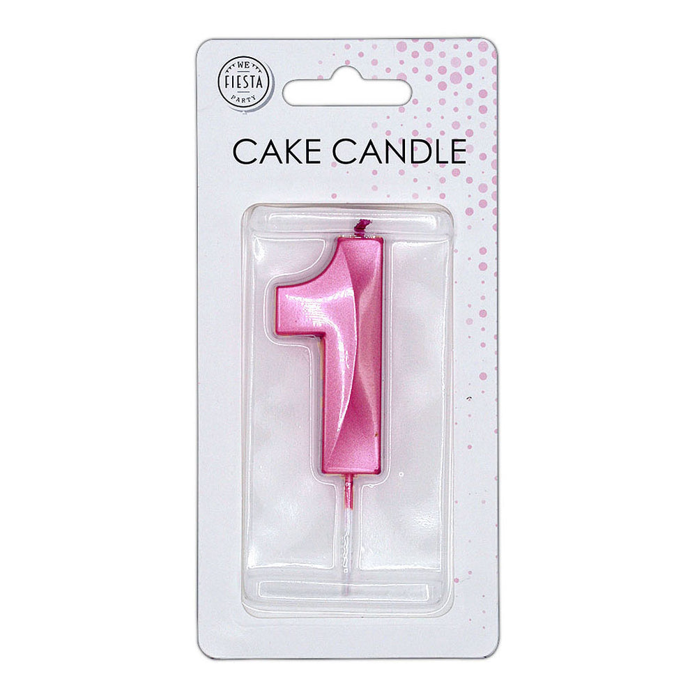 Globos taartkaars 6cm metallic licht roze no. 1