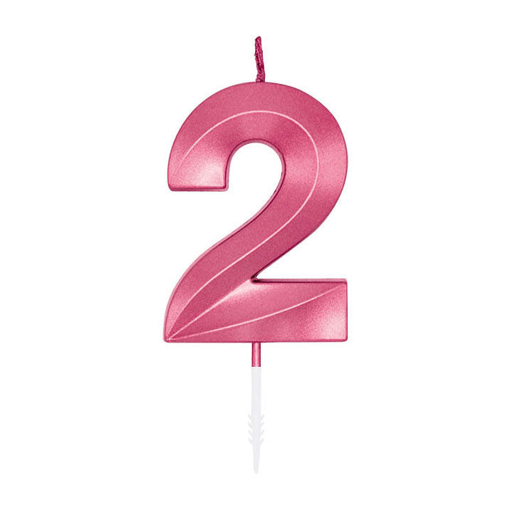 Globos taartkaars 6cm metallic licht roze no. 2