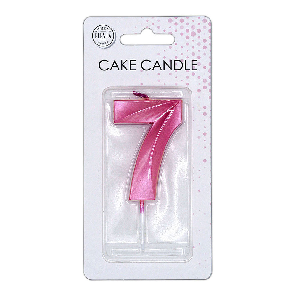 Globos taartkaars 6cm metallic licht roze no. 7
